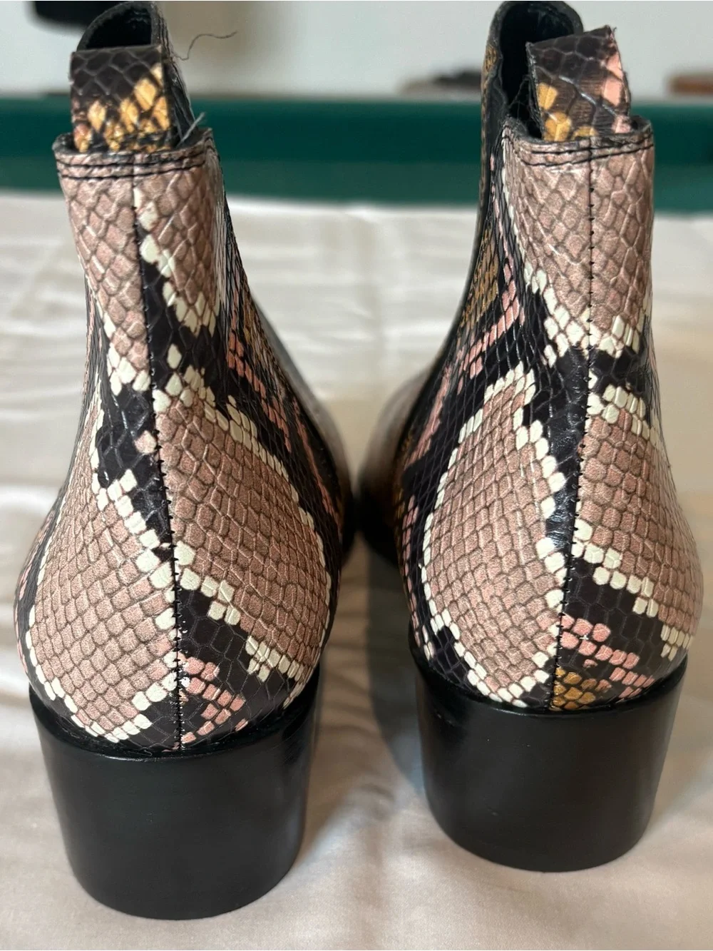 Marc Fisher Snake-Print Pointed Toe Ankle Boots - Pink, Tan, Black